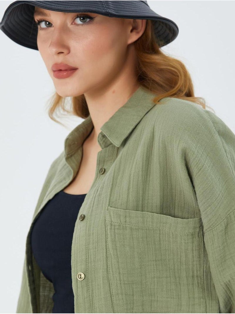 Camicia oversize con dettaglio tasca mixray Verde pastello - Kiabi