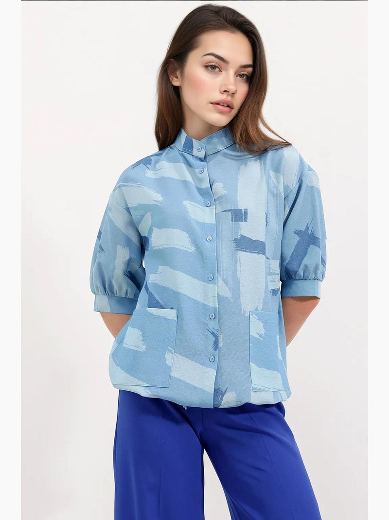 Camicia oversize con fantasia bdart Blu chiaro - Kiabi