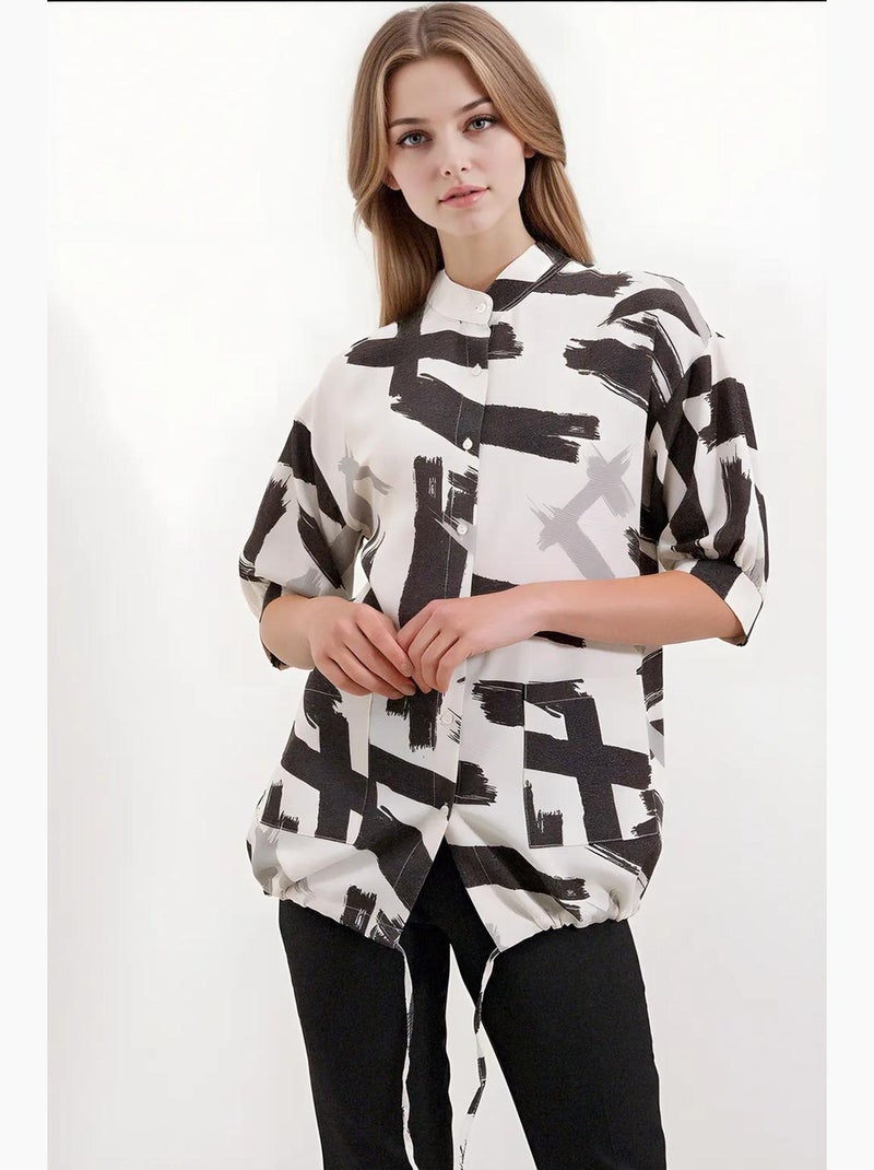 Camicia oversize con fantasia bdart Nero - Kiabi