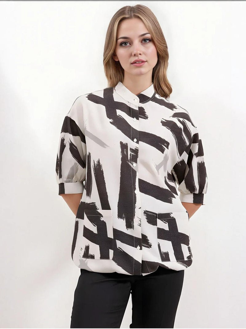 Camicia oversize con fantasia bdart Nero - Kiabi