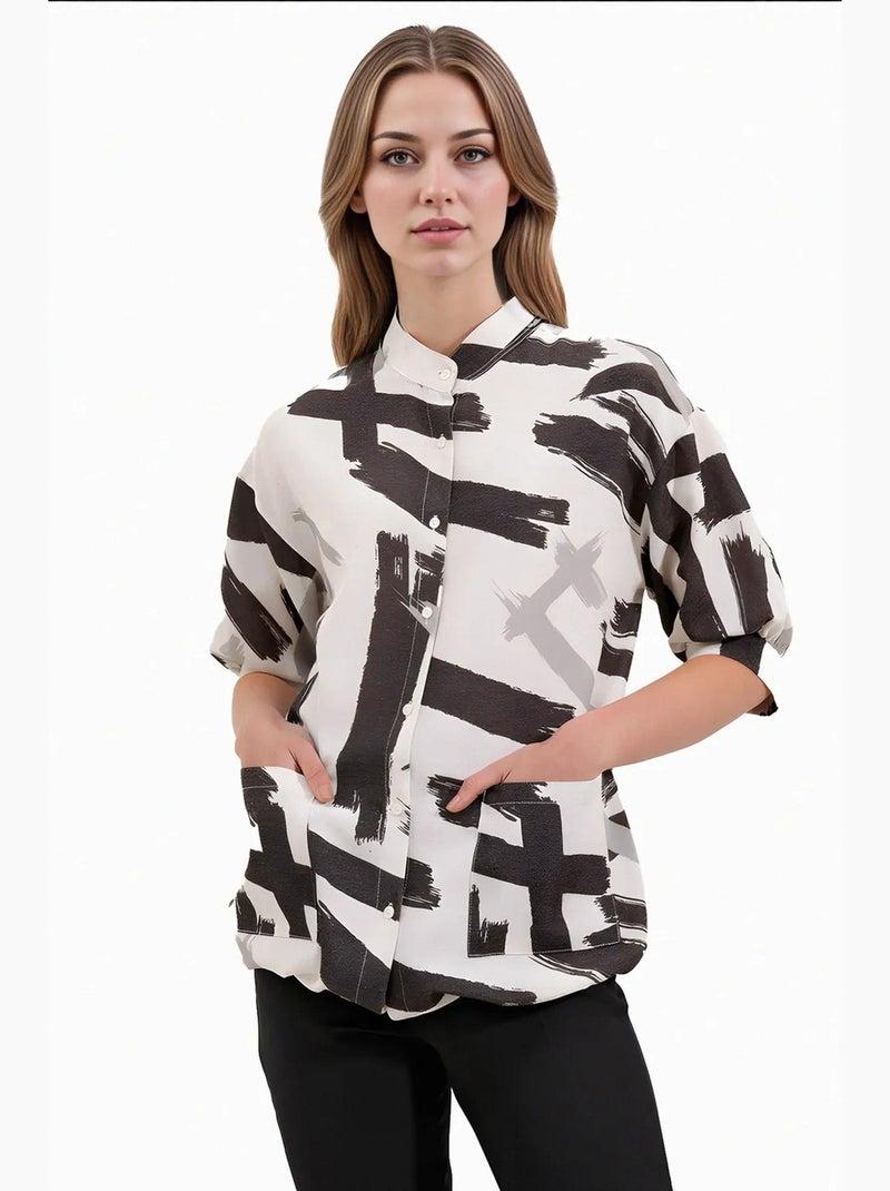 Camicia oversize con fantasia bdart Nero - Kiabi