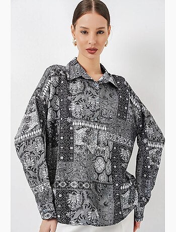 Camicia oversize con stampa paisley e bottoni bdart