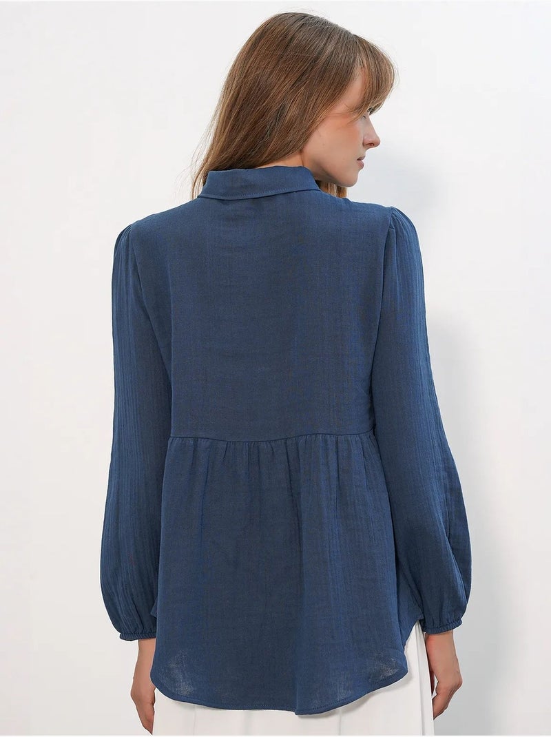 Camicia oversize in cotone a maniche lunghe bdart Blu marino - Kiabi