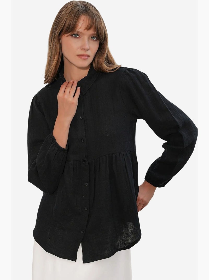 Camicia oversize in cotone a maniche lunghe bdart Nero - Kiabi