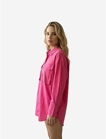 Camicia oversize in cotone a maniche lunghe con tasca my fashion