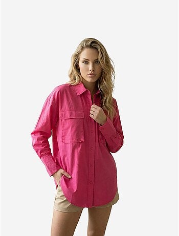 Camicia oversize in cotone a maniche lunghe con tasca my fashion