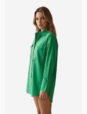 Camicia oversize in cotone a maniche lunghe con tasca my fashion