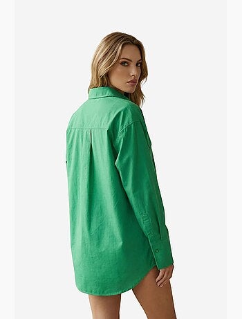 Camicia oversize in cotone a maniche lunghe con tasca my fashion