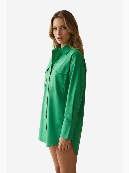 Camicia oversize in cotone a maniche lunghe con tasca my fashion - Kiabi Camicia oversize in cotone a maniche lunghe con tasca my fashion - Kiabi