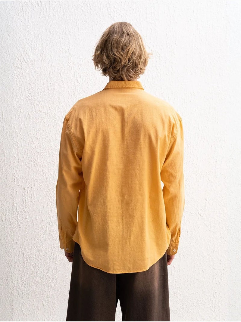 Camicia oversize in cotone con bottoni giesto Arancione mandarino - Kiabi