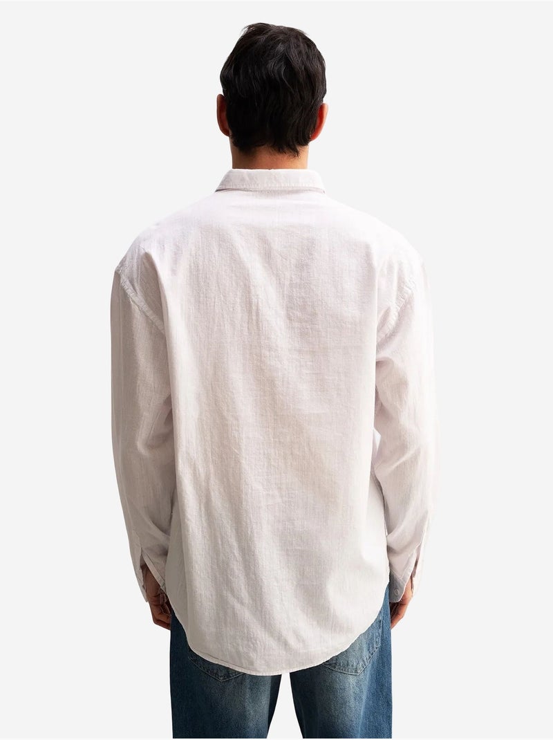 Camicia oversize in cotone con bottoni giesto Bianco - Kiabi