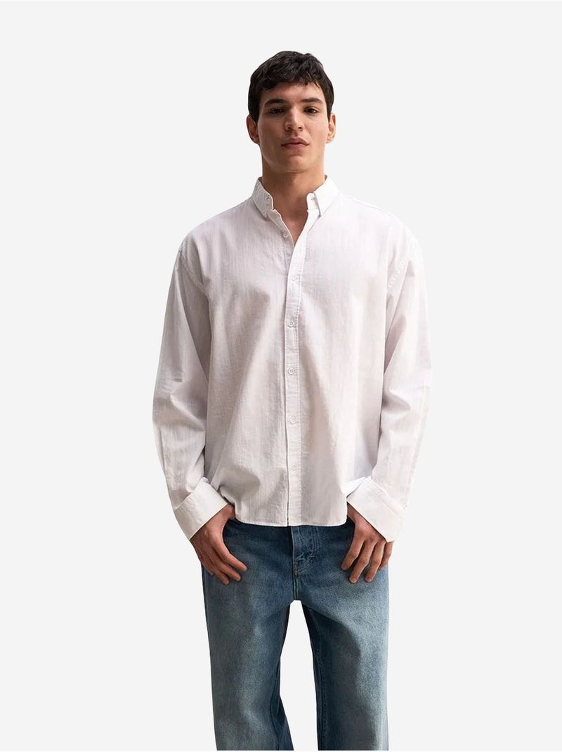 Camicia oversize in cotone con bottoni giesto Bianco - Kiabi