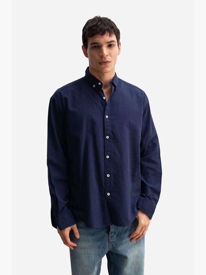 Camicia oversize in cotone con bottoni giesto Blu marino - Kiabi