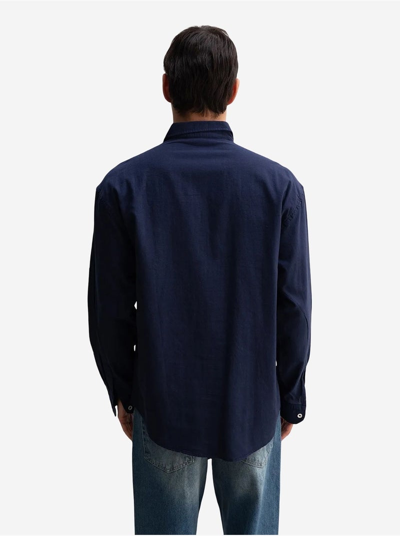 Camicia oversize in cotone con bottoni giesto Blu marino - Kiabi