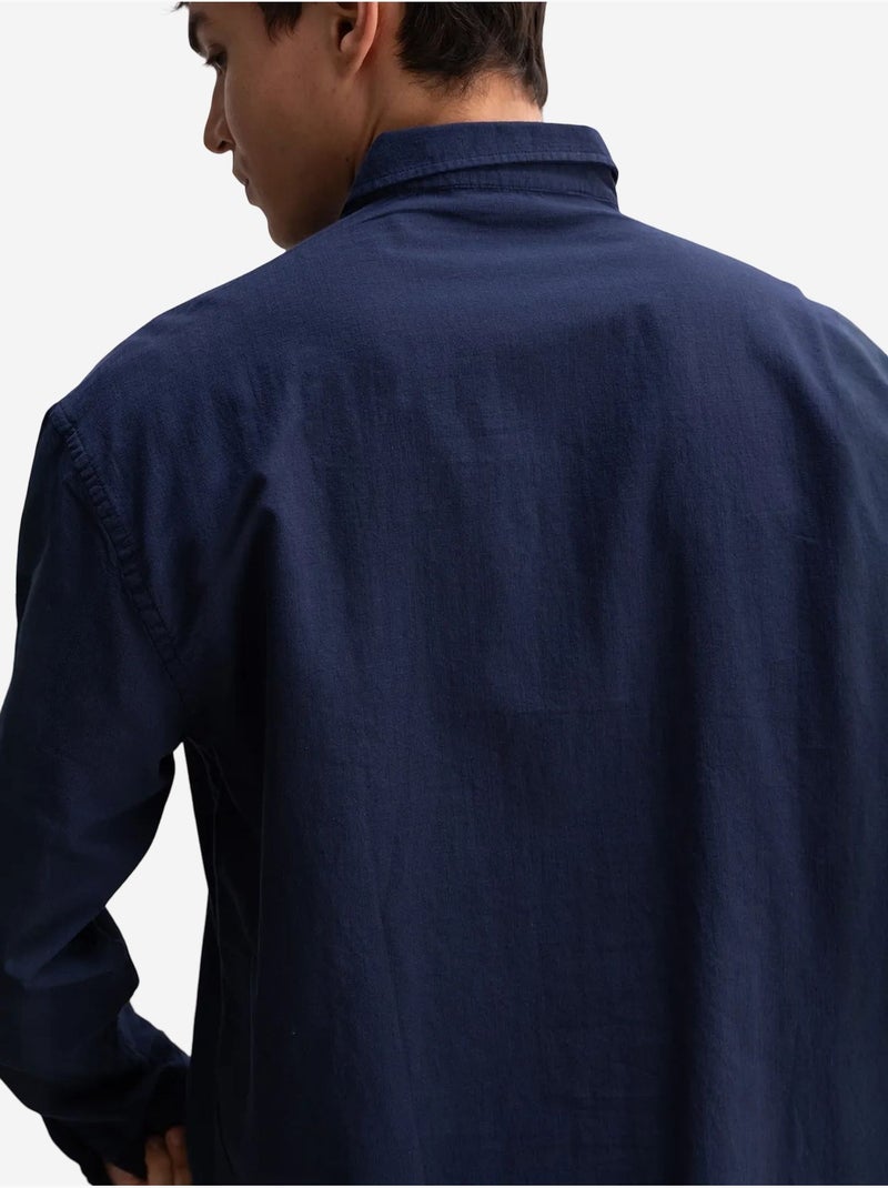 Camicia oversize in cotone con bottoni giesto Blu marino - Kiabi
