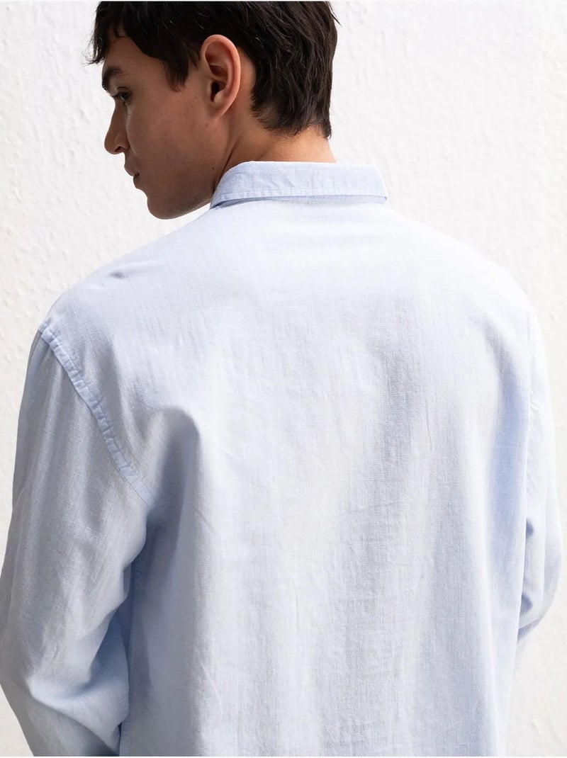 Camicia oversize in cotone con bottoni giesto Blu pastello - Kiabi