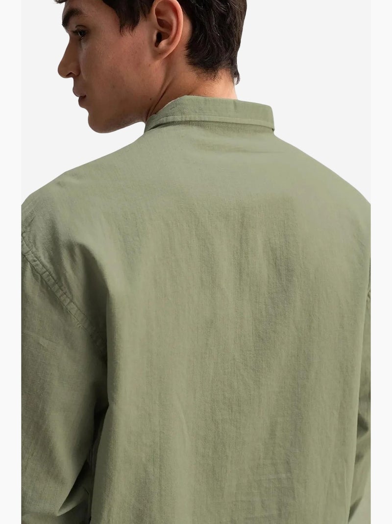 Camicia oversize in cotone con bottoni giesto Cachi - Kiabi