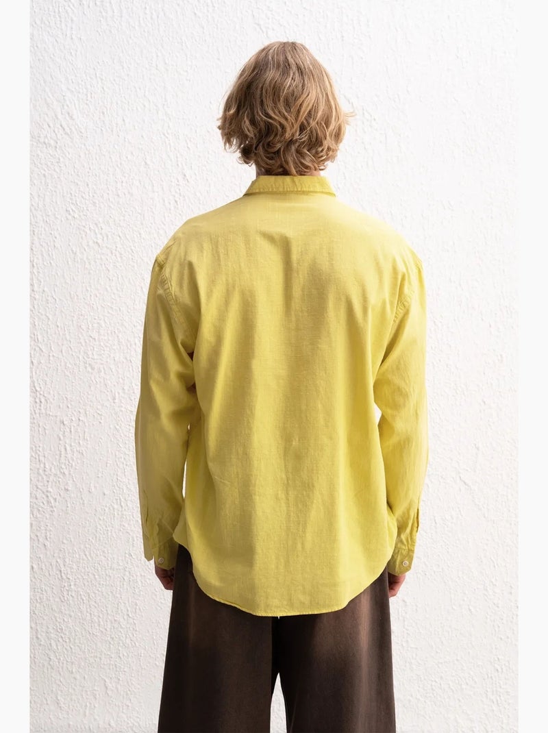 Camicia oversize in cotone con bottoni giesto Giallo - Kiabi