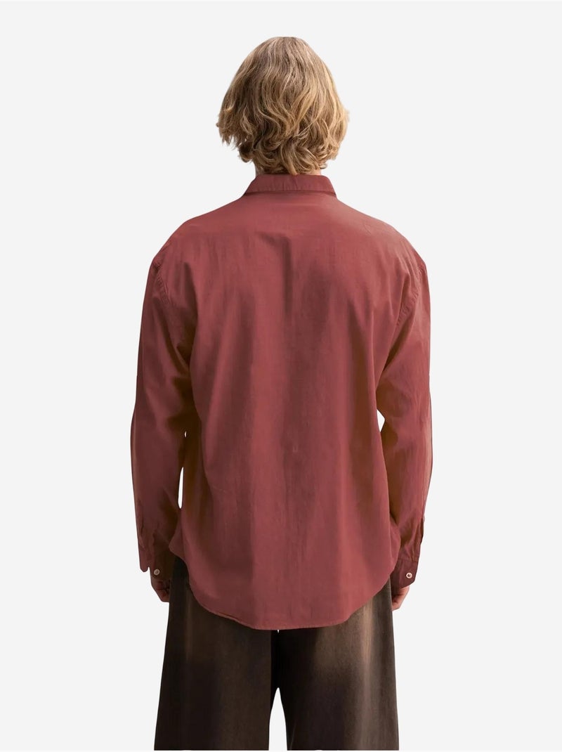 Camicia oversize in cotone con bottoni giesto Rosso bordeaux - Kiabi