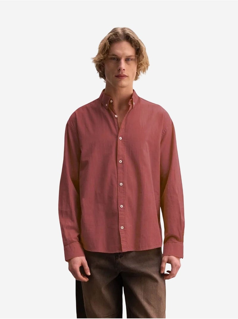 Camicia oversize in cotone con bottoni giesto Rosso bordeaux - Kiabi
