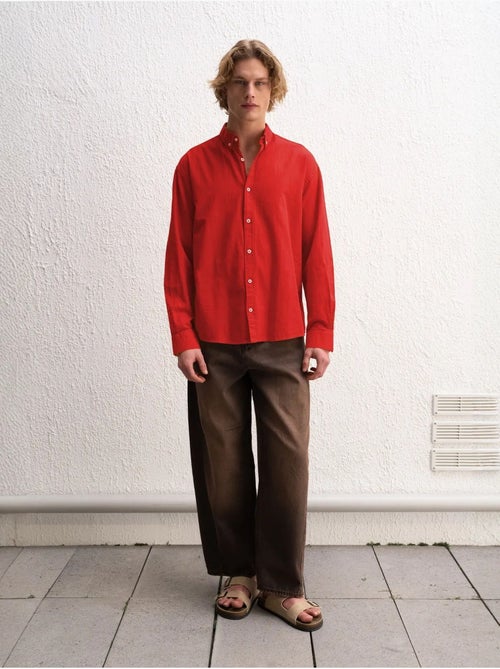 Camicia oversize in cotone con bottoni giesto - Kiabi