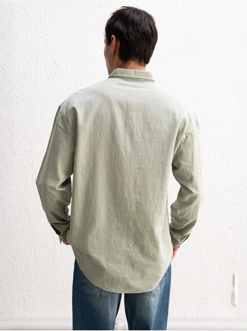 Camicia oversize in cotone con bottoni giesto Verde menta - Kiabi