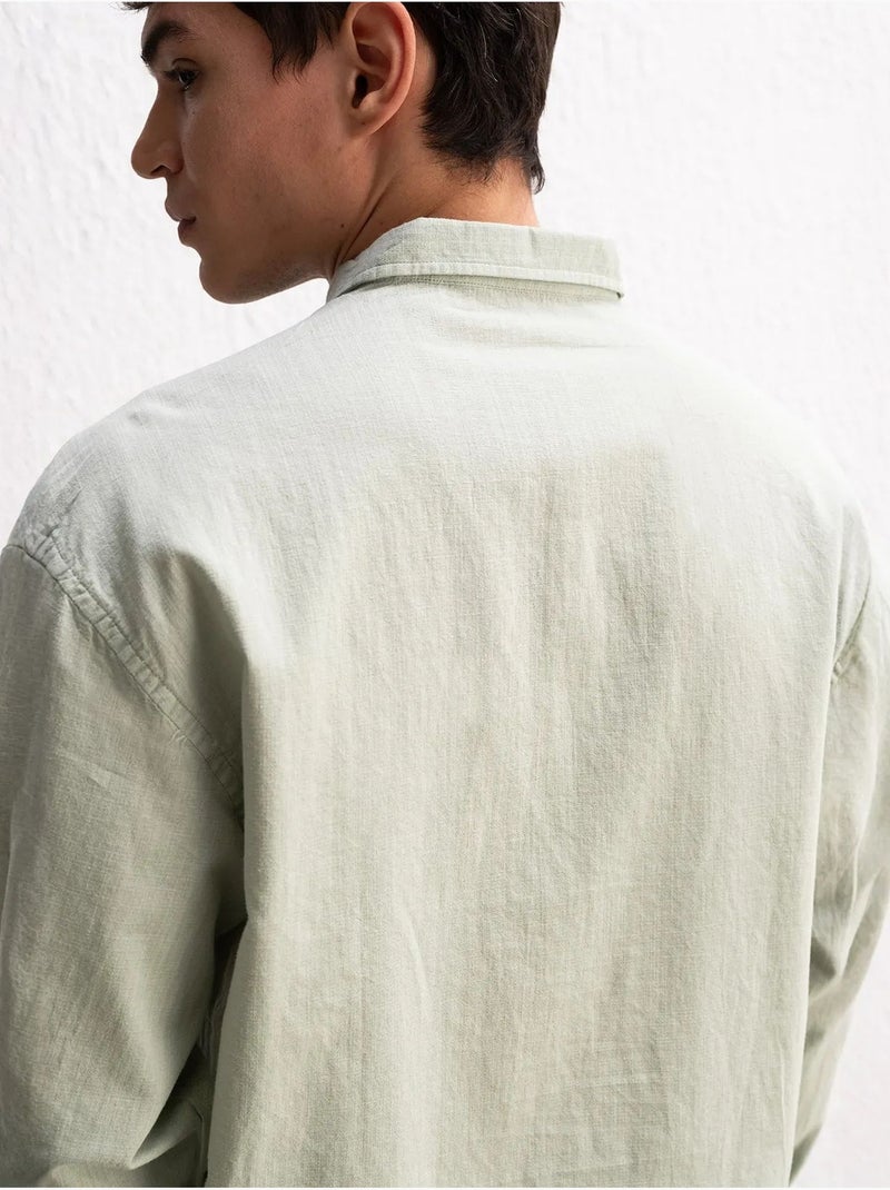 Camicia oversize in cotone con bottoni giesto Verde menta - Kiabi