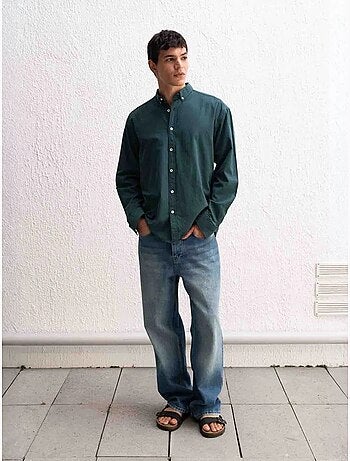 Camicia oversize in cotone con bottoni giesto