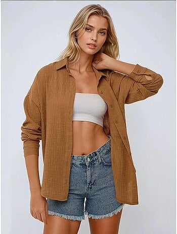 Camicia oversize in cotone con dettaglio tasca hiccup