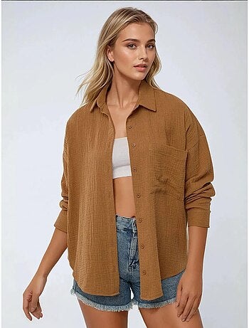 Camicia oversize in cotone con dettaglio tasca hiccup