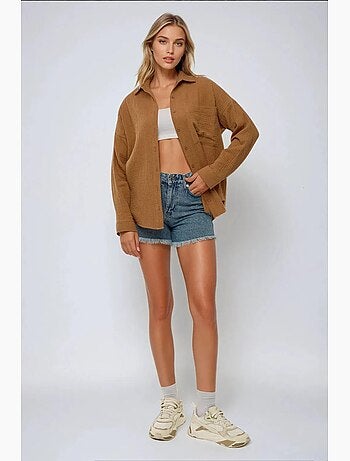 Camicia oversize in cotone con dettaglio tasca hiccup