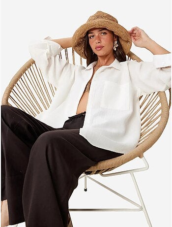Camicia oversize in cotone testurizzato con taschino istanbul