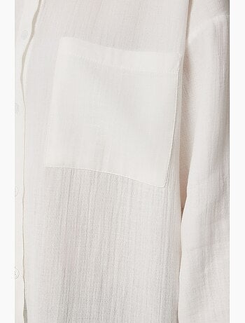 Camicia oversize in cotone testurizzato con taschino istanbul
