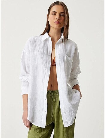 Camicia oversize in cotone testurizzato con taschino istanbul
