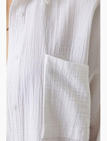 Camicia oversize in cotone testurizzato con taschino istanbul
