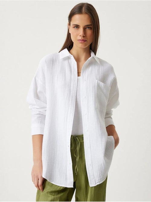 Camicia oversize in cotone testurizzato con taschino istanbul - Kiabi Camicia oversize in cotone testurizzato con taschino istanbul - Kiabi