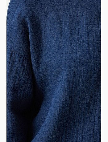 Camicia oversize in cotone testurizzato con taschino istanbul