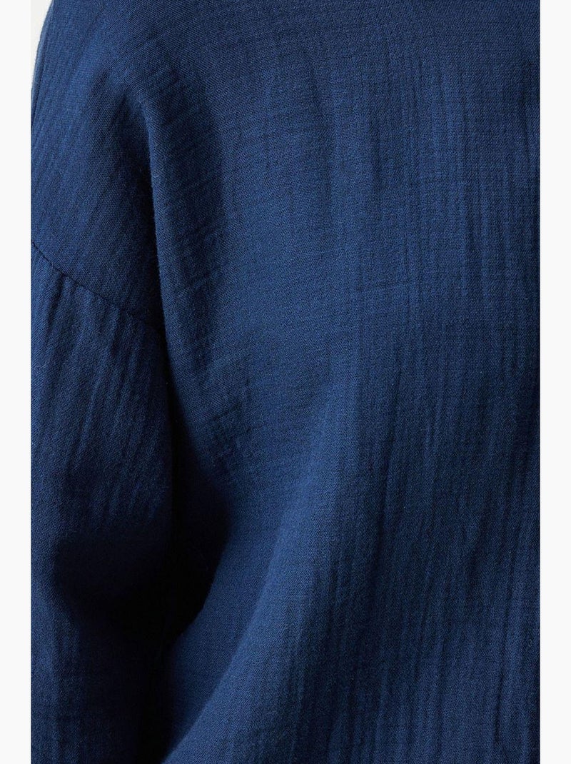 Camicia oversize in cotone testurizzato con taschino istanbul Blu marino - Kiabi