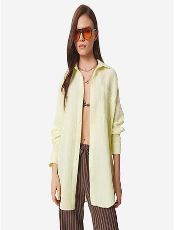 Camicia oversize in cotone testurizzato con taschino istanbul