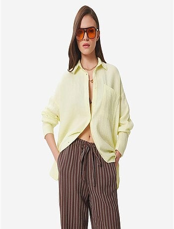 Camicia oversize in cotone testurizzato con taschino istanbul