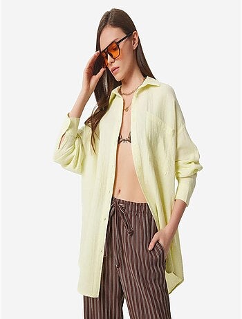Camicia oversize in cotone testurizzato con taschino istanbul