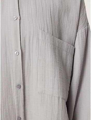 Camicia oversize in cotone testurizzato con taschino istanbul