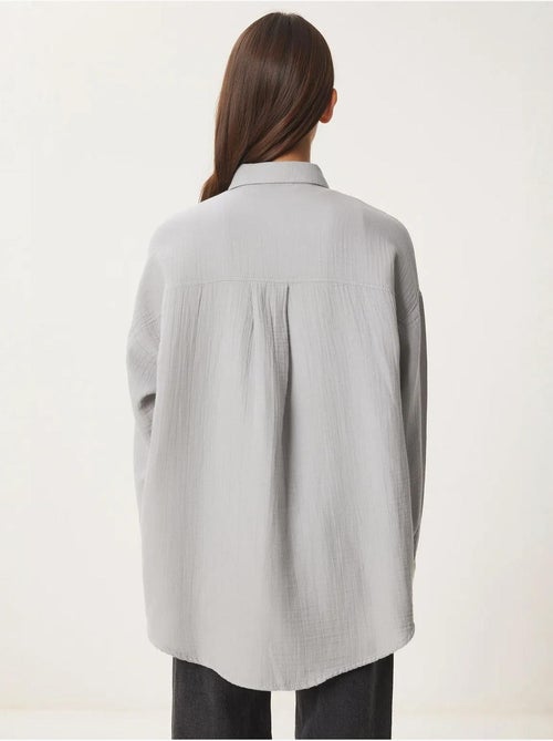 Camicia oversize in cotone testurizzato con taschino istanbul - Kiabi Camicia oversize in cotone testurizzato con taschino istanbul - Kiabi
