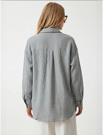 Camicia oversize in cotone testurizzato con taschino istanbul