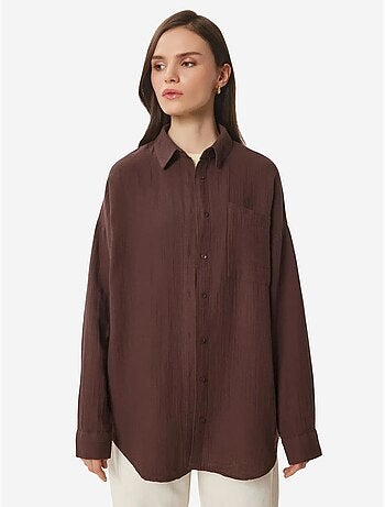 Camicia oversize in cotone testurizzato con taschino istanbul
