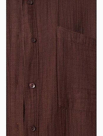 Camicia oversize in cotone testurizzato con taschino istanbul