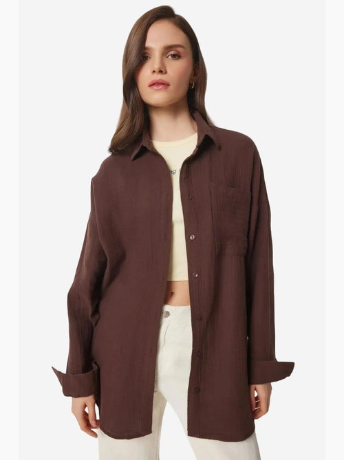 Camicia oversize in cotone testurizzato con taschino istanbul - Kiabi Camicia oversize in cotone testurizzato con taschino istanbul - Kiabi