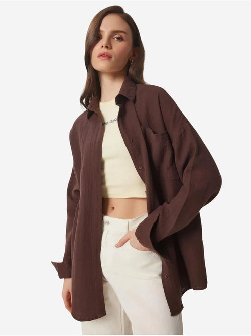 Camicia oversize in cotone testurizzato con taschino istanbul - Kiabi Camicia oversize in cotone testurizzato con taschino istanbul - Kiabi