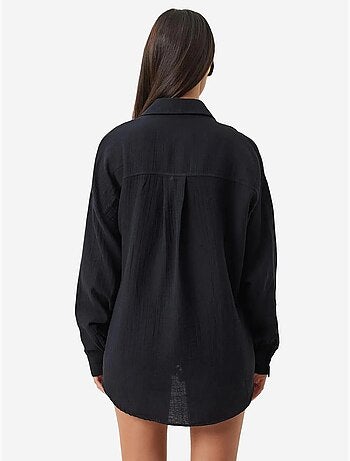 Camicia oversize in cotone testurizzato con taschino istanbul