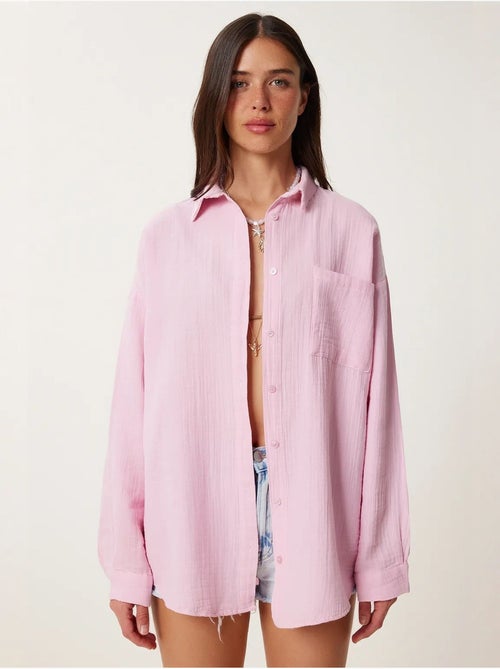 Camicia oversize in cotone testurizzato con taschino istanbul - Kiabi Camicia oversize in cotone testurizzato con taschino istanbul - Kiabi